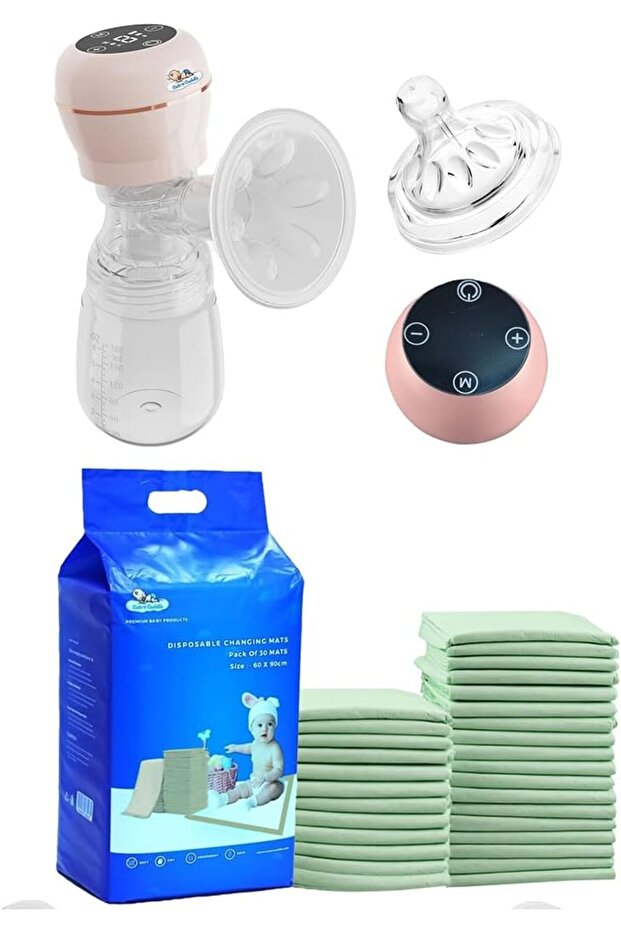 Hands-Free Electric Breast Pump With Baby Changing Mats - Green - 210 Pcs