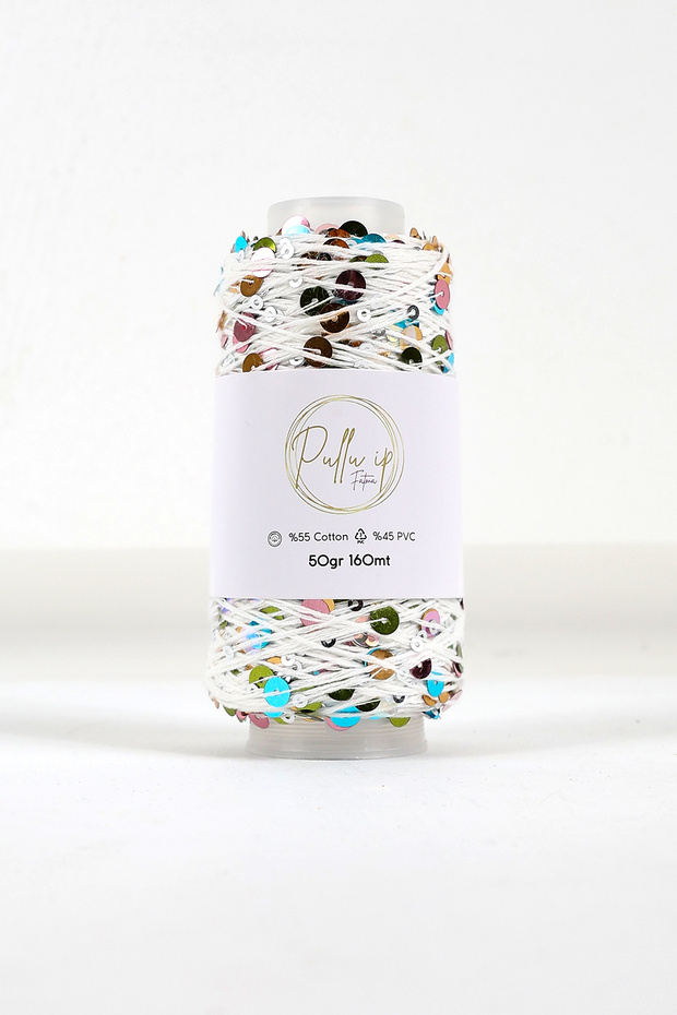 Sequin Yarn 160 Meters in 50 Gram Skeins Sequin Size: 3Mm+6Mm