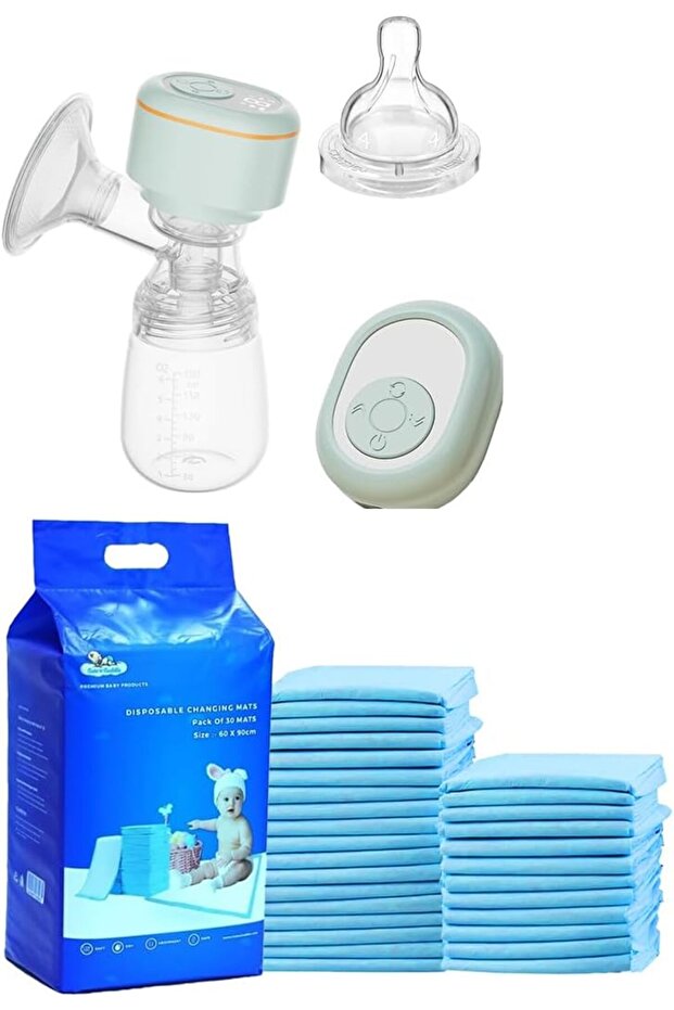 Electric Breast Pump & Disposable Changing Mats - Blue - 90 Pcs