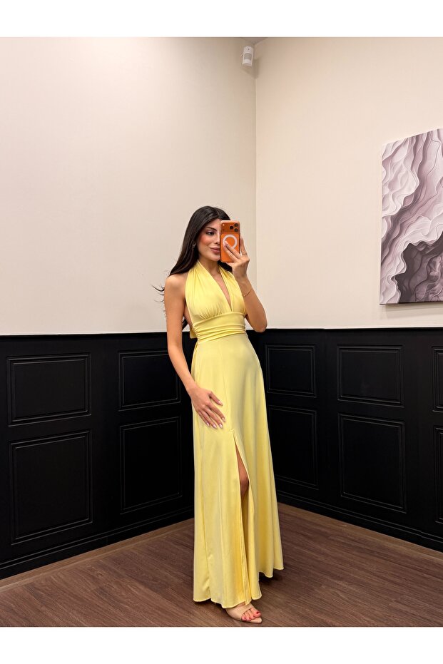 Women's Tie-Up Low-Cut Slit Summer Dress
