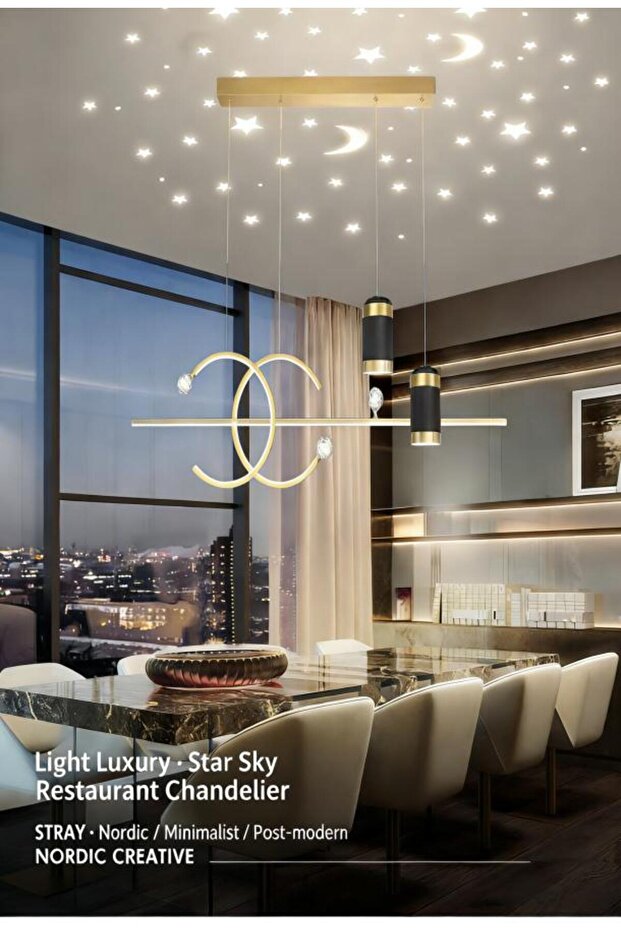 مصباح طويل فاخر بتصميم نجمي على الطراز الاسكندنافي الحديث