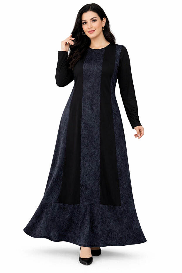 Women's Middle-Aged Patterned Mother's Combed Cotton Dress 4315
