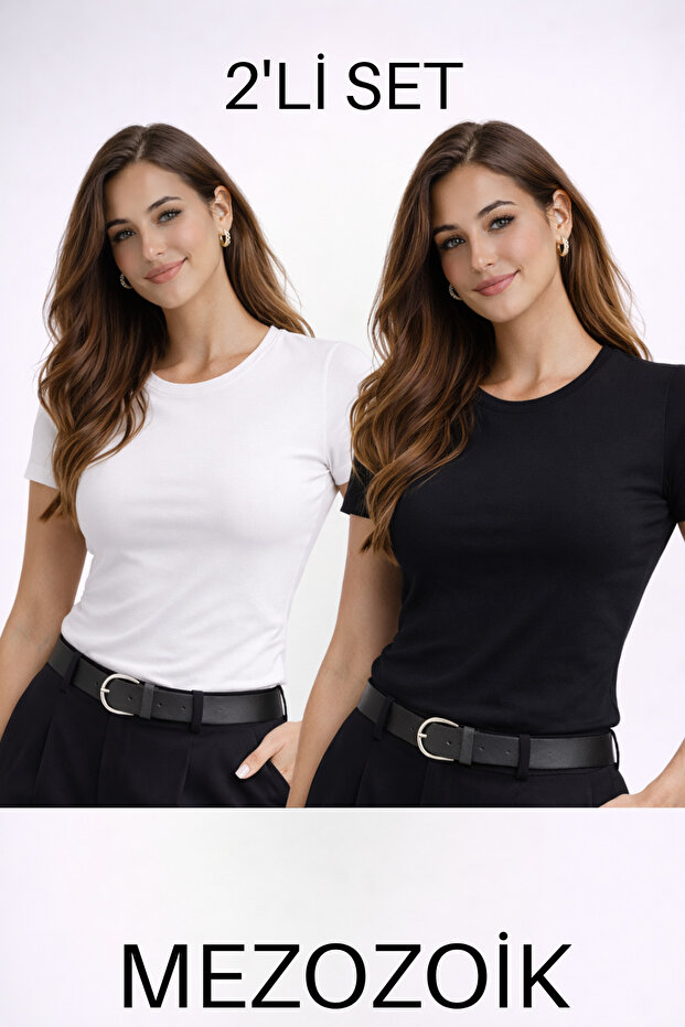 مجموعة من قطعتين من القمصان القطنية ذات القص القصير والياقة المستقيمة من New Season Fit