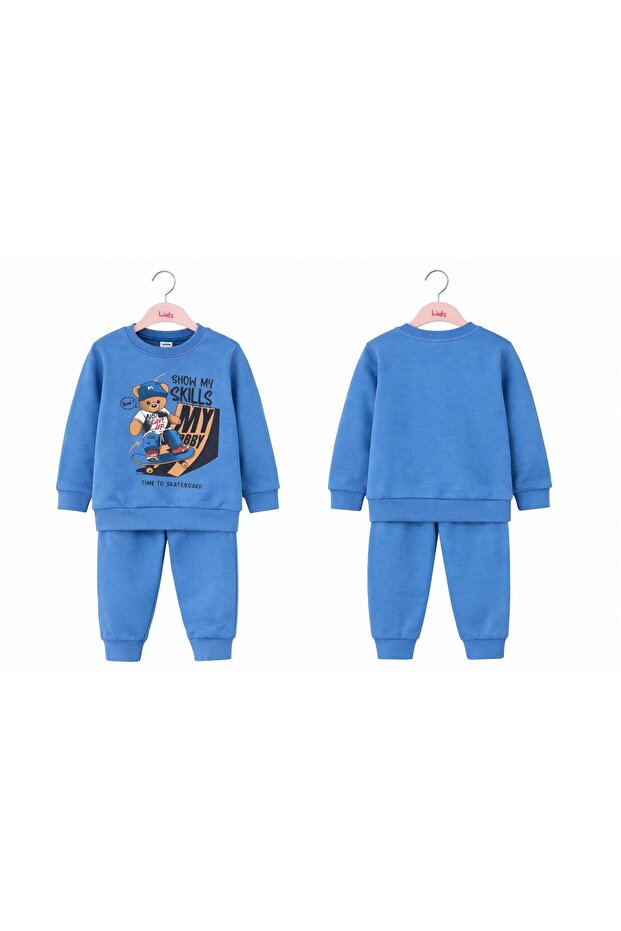 Children's Blue Tracksuit Set Sweatshirt Sweatpants 2-Piece Set