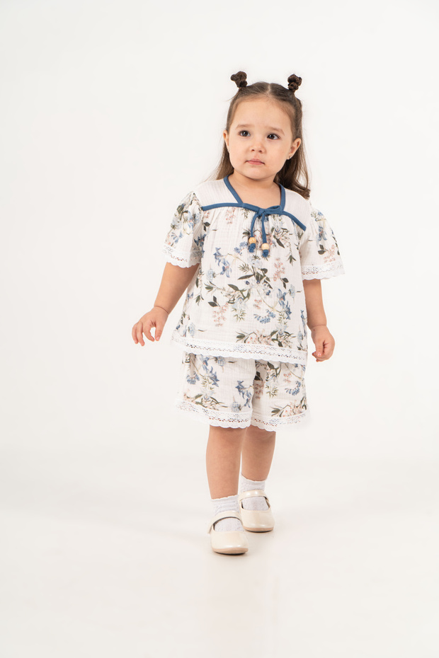 Baby Girl Summer Floral Patterned Muslin Set
