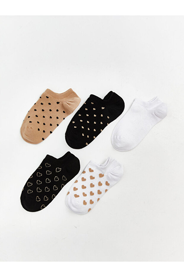 Gray Patterned Women's Sneaker Socks 5-Pack