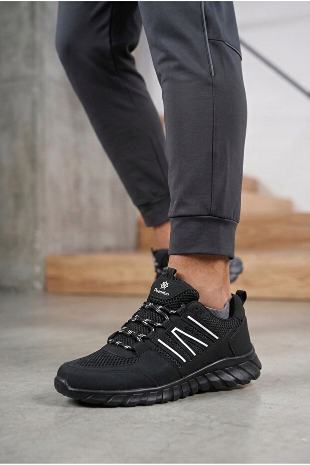 Vojo Aspendos Ultra Hafif Taban Yürüyüş Koşu Erkek Sneaker Spor Ayakkabı Siyah