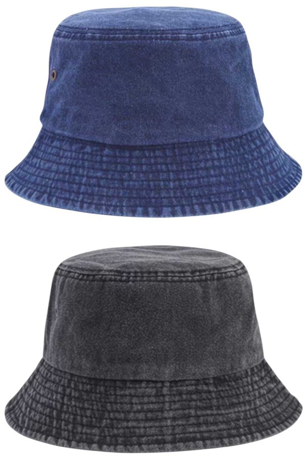 Unisex Vintage 100% Cotton Bucket Hat Set of 2