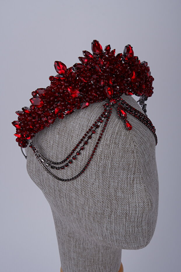 Crystal Frontlet Chain Crown Bridal Wedding Henna and Party Hair Accessory