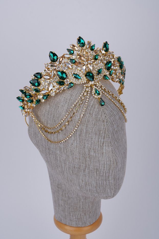 Ethnic Bridal Face Chain Crystal Tiara and Crown Vintage Forehead Accessory