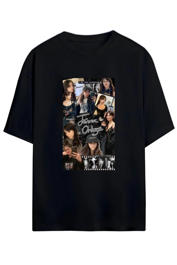Jenna Ortega Printed Black Oversize T-Shirt Unisex Streetwear |   Surprise Gift