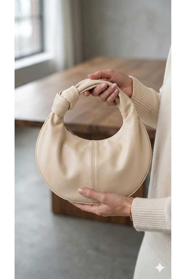 The Moiss Women's Mini Jordie Handbag Cream Leather with Knots