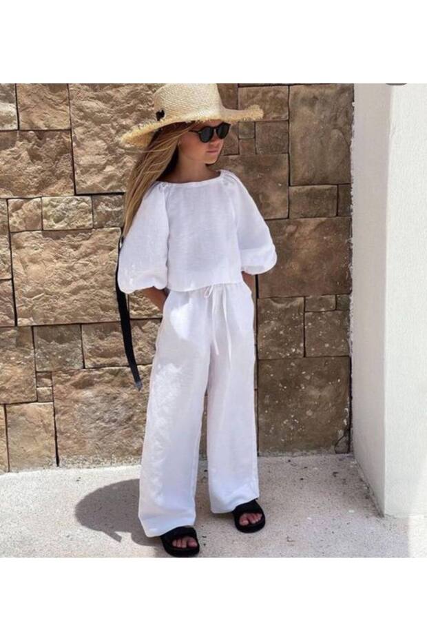 Girl's Wrinkled Fabric 2-Piece Set Combination