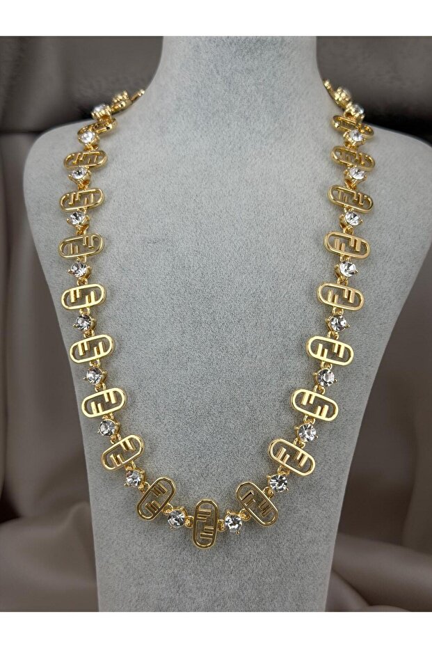 Trend Gold Chain Necklace – Glamorous Design with Stones and Patterns