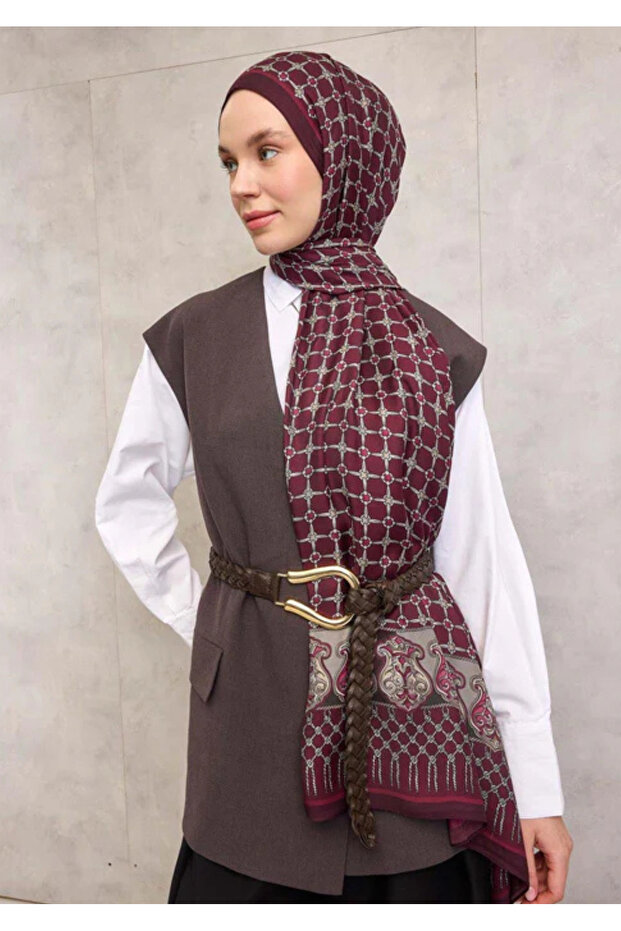 شال فيسكوز عضوي من فلوش بنمط حبل الكرز المزخرف مقاس 75×195