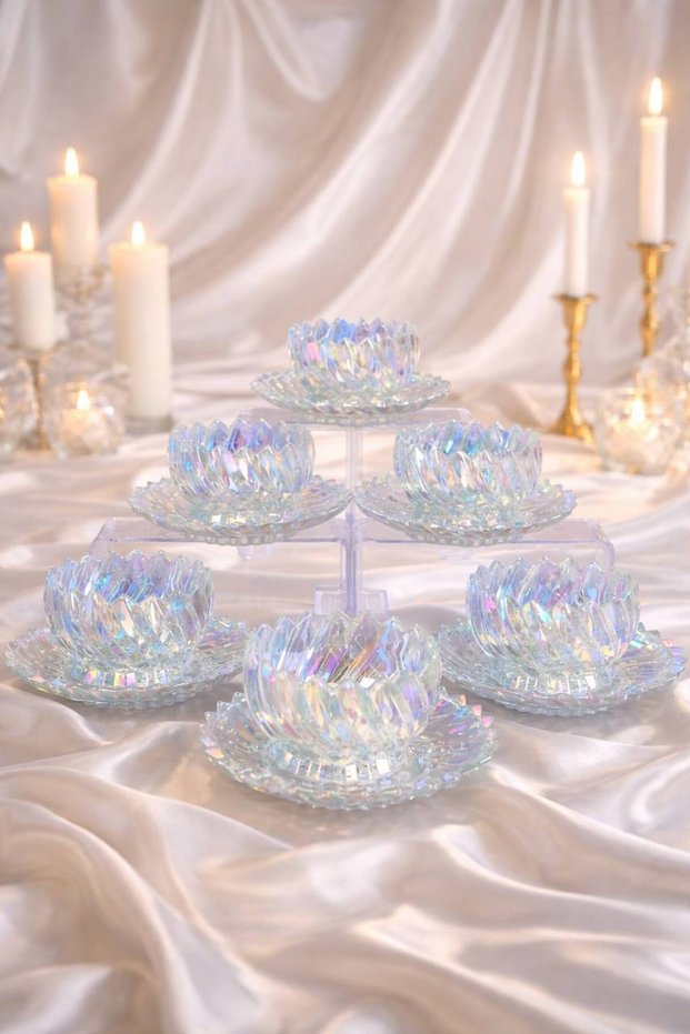 Glow Series Glass Titanium Coated 6-Piece Bowl Set - Rice Pudding, Snack Bowl, Fruit Salad Bowl