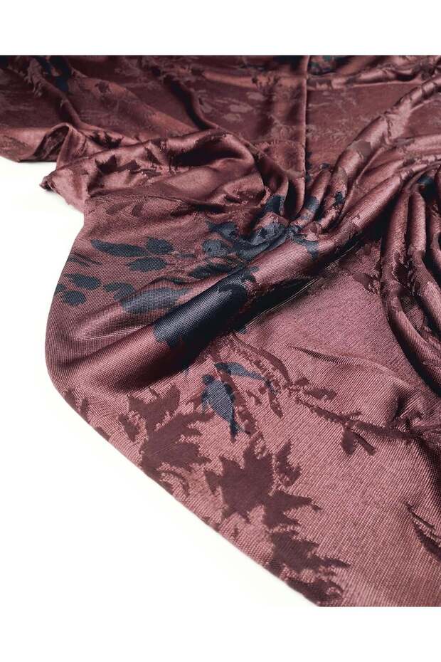 Burgundy Patterned Thin Soft Jersey Fabric Width: 140cm