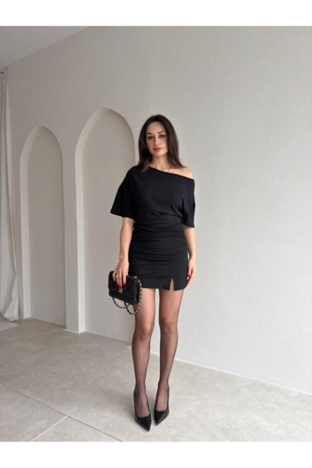Asymmetrical Cut Off Shoulder Blouse