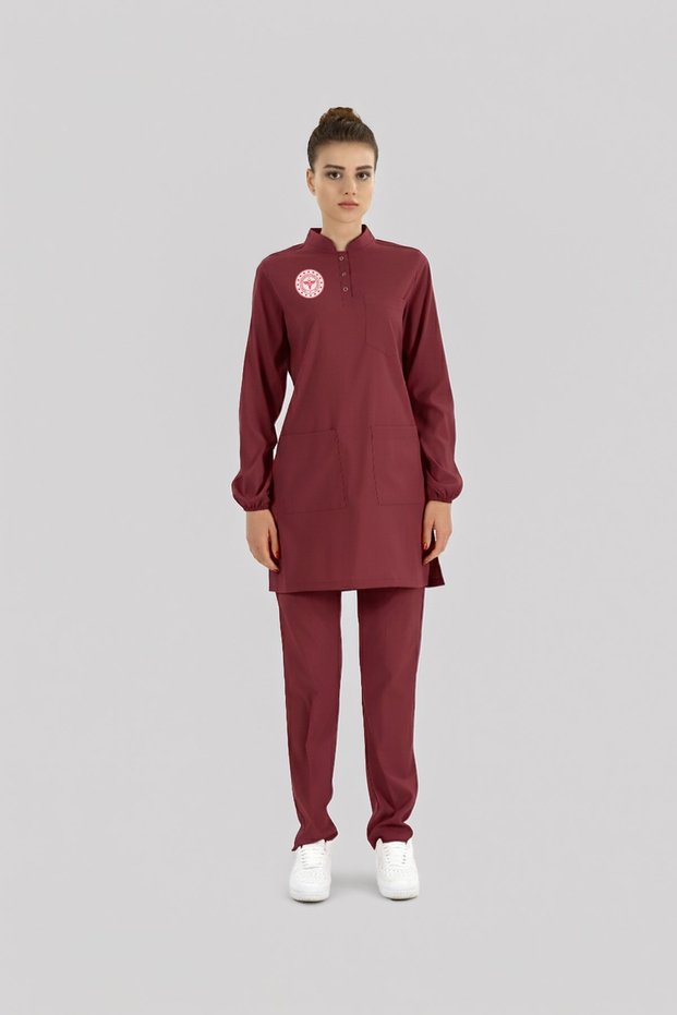Hijab Licensed-Graduate Health Uniform Scrubs Lycra Set Compliant with New Regulations-Biking Red