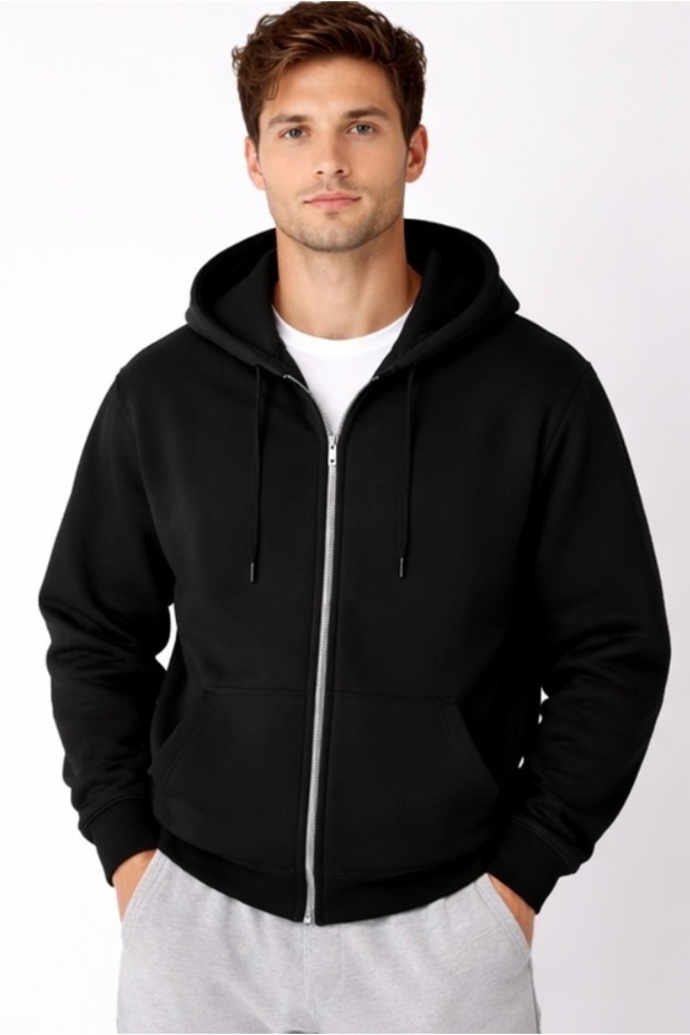 Unisex Basic Hoodie Zippered Sports Top with Tshird Gift