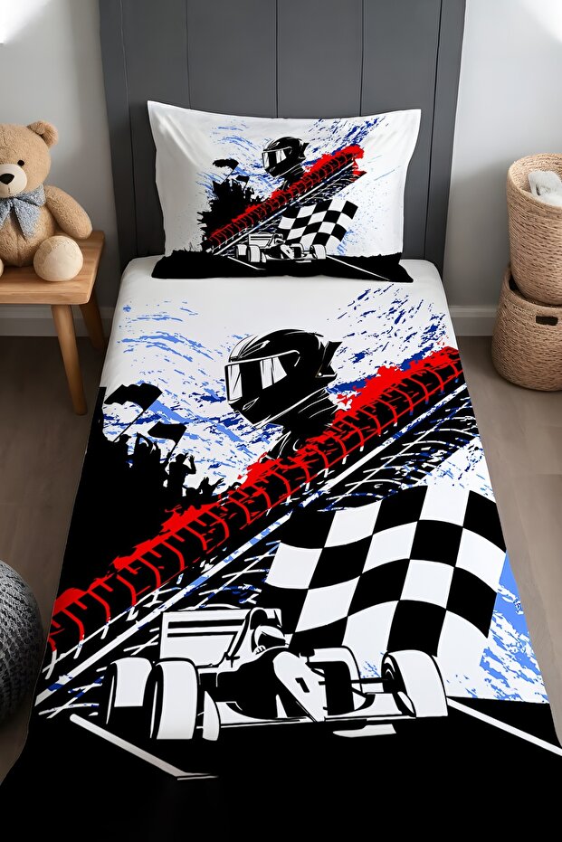 Spirit of the Race Patterned Bedspread and Pillowcase