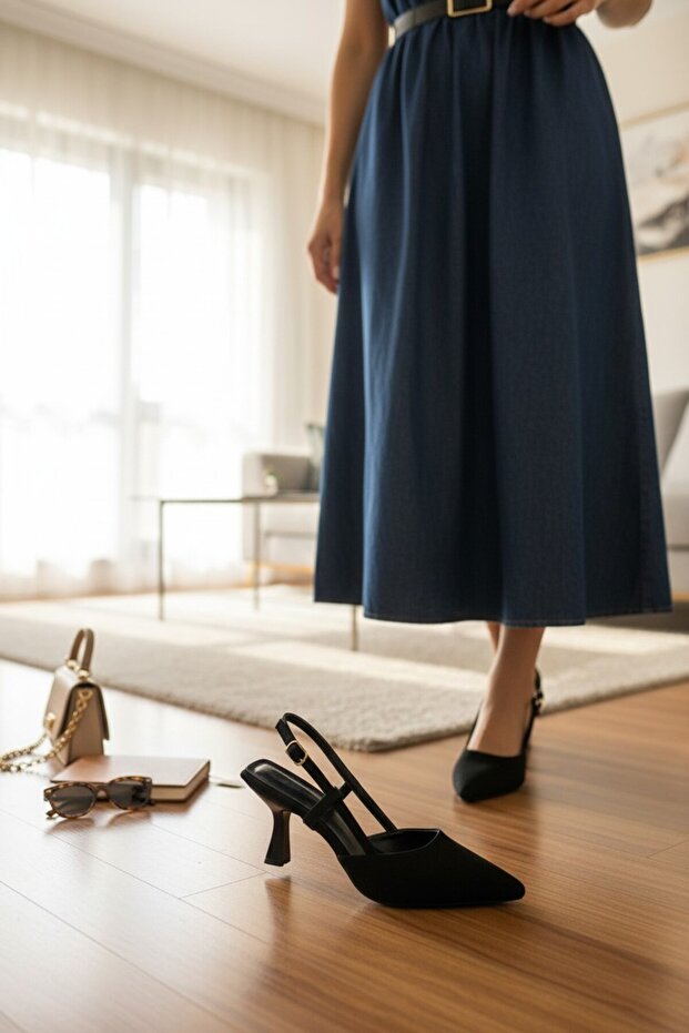 Women's Minimalist Strappy Thin Back Strap Comfortable and Elegant Heeled Shoes