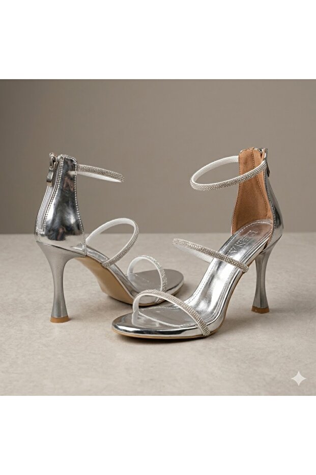 (Dekas) Women's Three-Piece Heeled Shoes Silver