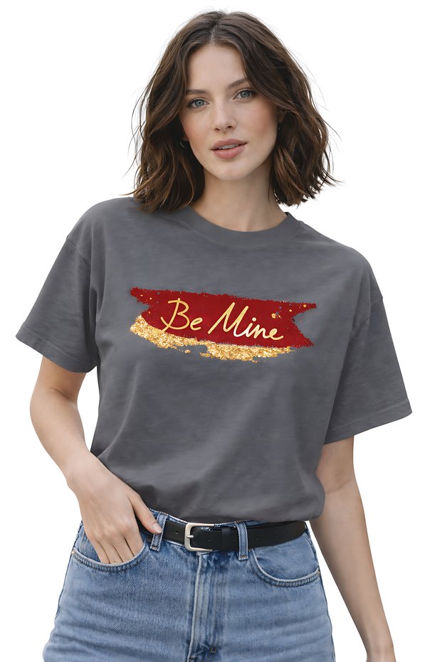 Be Mine Text Printed Unisex Oversize T-Shirt – Cotton Crew Neck Casual Streetwear T-Shirt