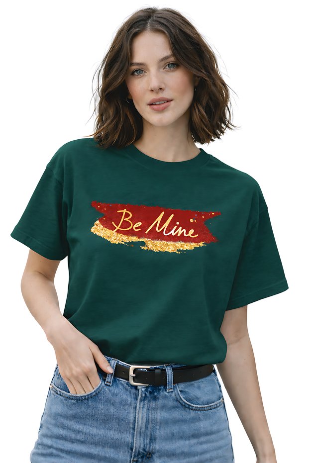 Be Mine Text Printed Unisex Oversize T-Shirt – Cotton Crew Neck Casual Streetwear T-Shirt