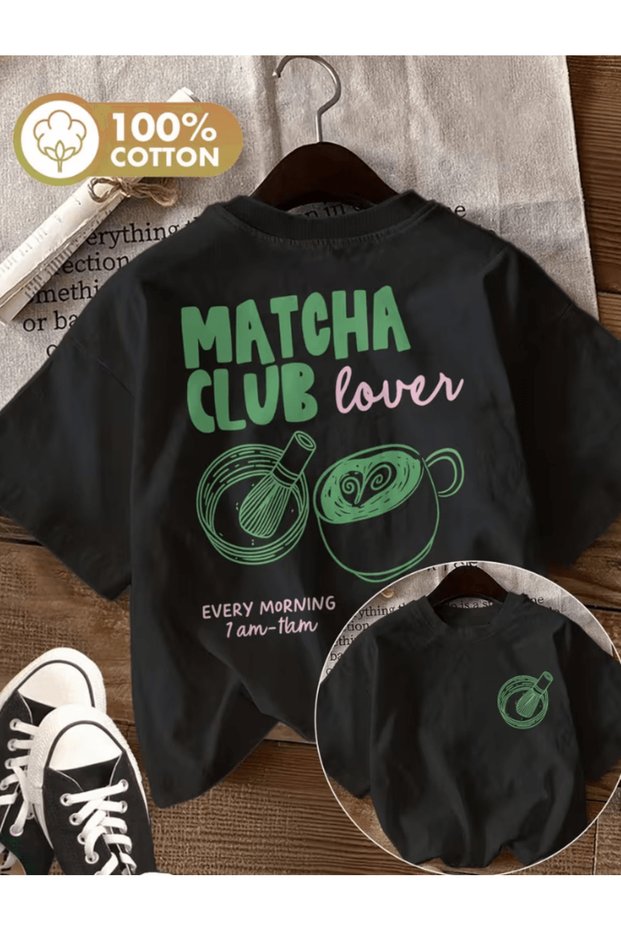 Matcha club lover double sided printed premium oversize t-shirt