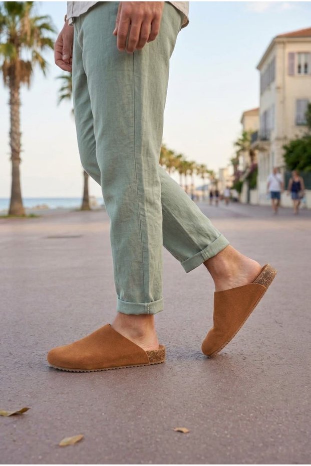 Jy0556 Ravn Laceless Genuine Suede Leather Men's Casual Cork Sole Loafer Classic Shoes Hdmt - Tan