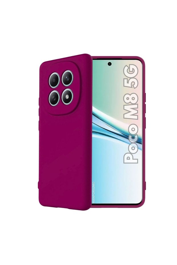 Poco M8 5g Compatible Silicone Case - Pastel Color Tone Flexible Cover with Camera Protection - Plum