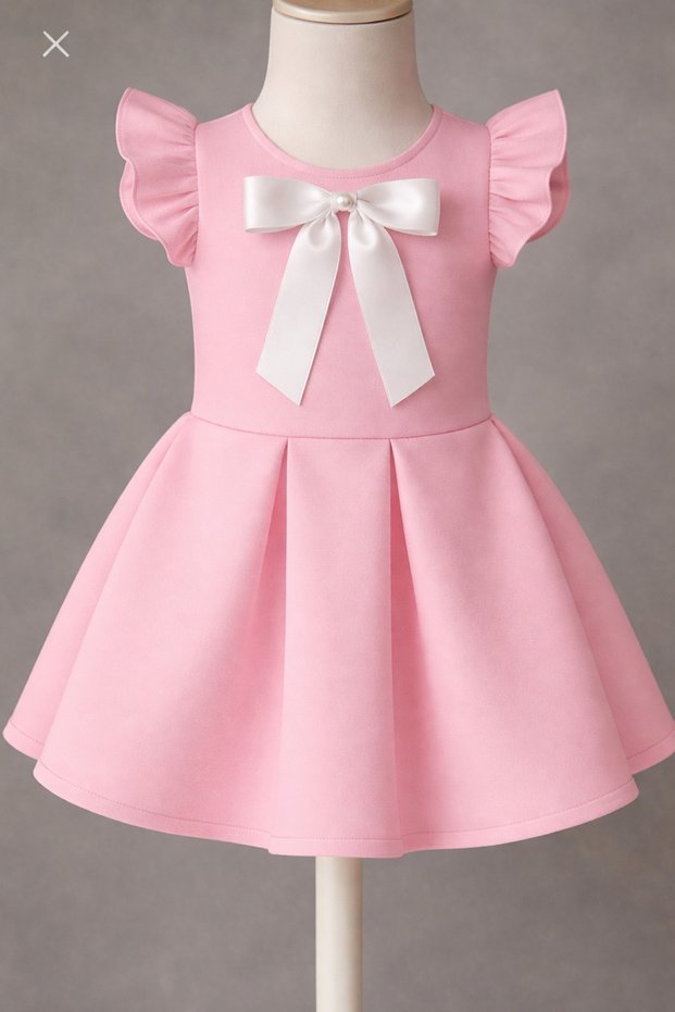 ✨ Ayasofya Powder Pink Bow Detailed Girls' Dress