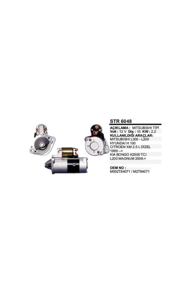 Starter Motor 10Teeth 2,2Kw Mitsubishi L200 L300 1986+ H100 1993+ H-1 Galloper 2,5D 1810A053