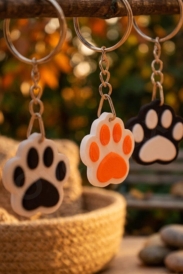 Cute Cat Paw Keychain – Set of 3 Paw Minimal Design