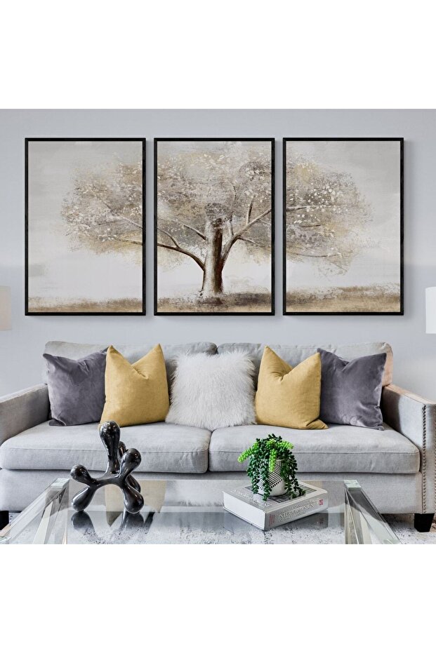 مجموعة إطارات ملصقات جدارية من 3 قطع (60×80 سم) لديكور المنزل مع إطار خارجي بسمك 2 سم