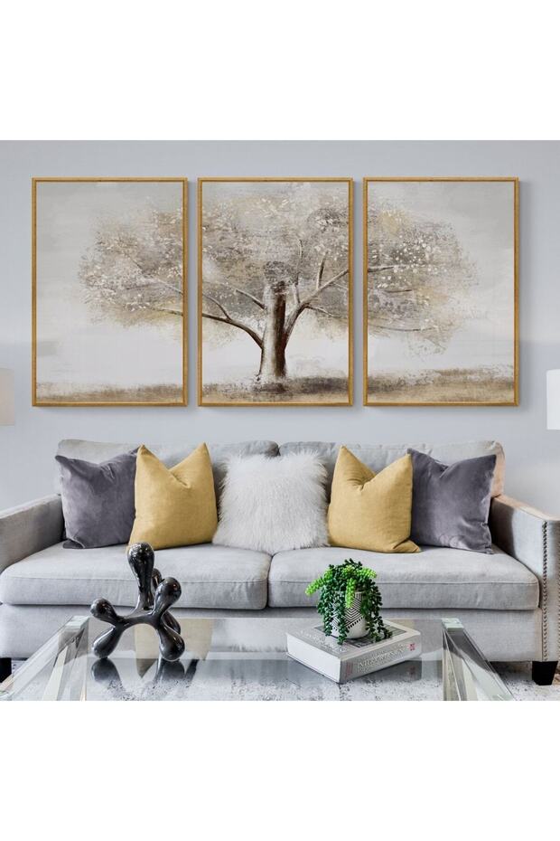 مجموعة إطارات ملصقات جدارية من 3 قطع (50×70 سم) لديكور المنزل مع إطار خارجي بسمك 2 سم