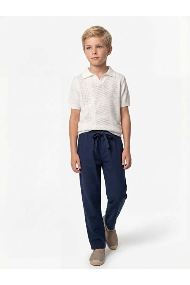 Boy's fine knit collared design t-shirt