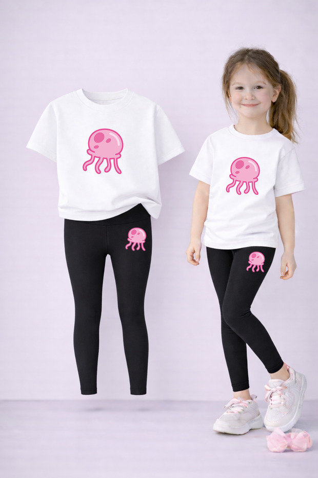 Girl's T-Shirt Leggings Set 100% Cotton Flexible Comfortable Casual Sports Mommy and Daughter Combination