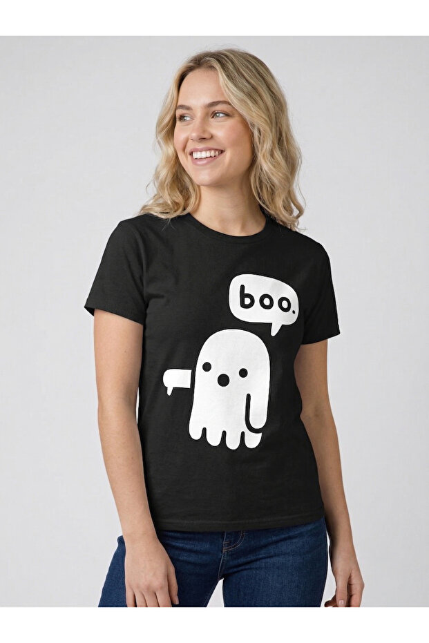 تي شيرت مطبوع عليه Boo للجنسين