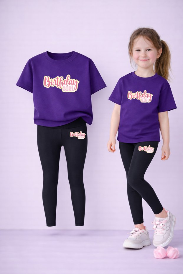 Girl's T-Shirt Leggings Set 100% Cotton Flexible Comfortable Casual Sports Mommy and Daughter Combination