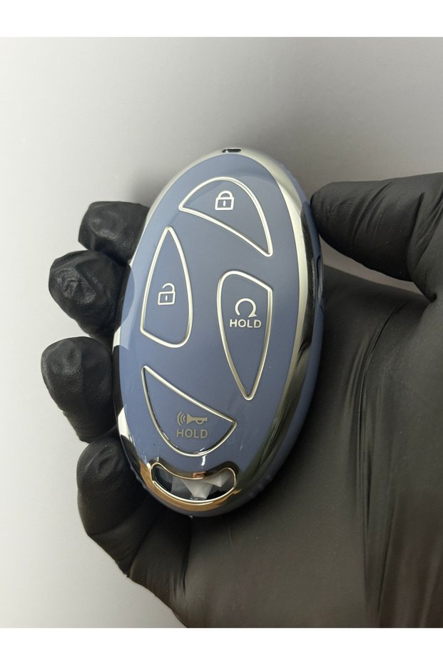 For Hyundai New Tucson Kona Loniq 5 Buttons Silicone Key Protection Case Purple Silver Color