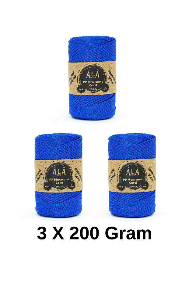 2 mm - 200 Gr Polyester (Pp) Macrame Cord 230 Mt Polyester Macrame Cord Supla Bag Thread (3 Pcs)
