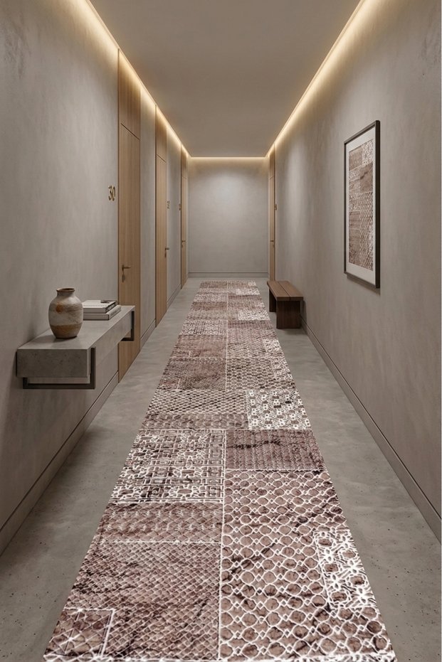 Non-Slip Based Carpet Runner Living Room Hallway Kitchen Bedroom Carpet 6009 Brown