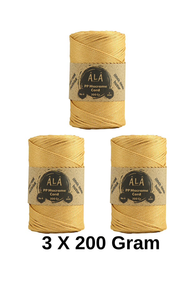 2 mm - 200 Gr Polyester (Pp) Macrame Cord 230 Mt Polyester Macrame Cord Supla Bag Thread (3 Pcs)