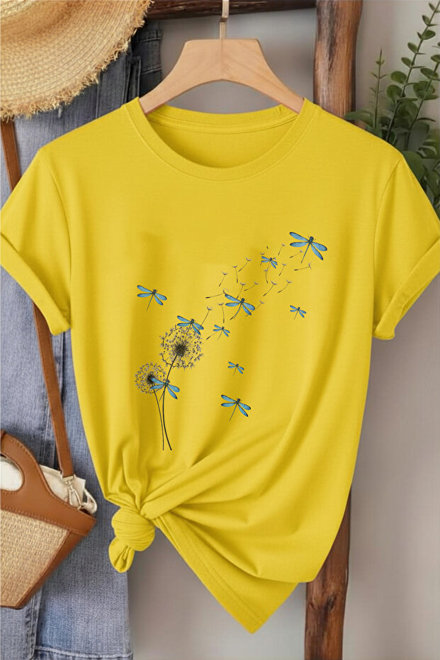 Dragonfly Printed White Women's Cotton T-Shirt