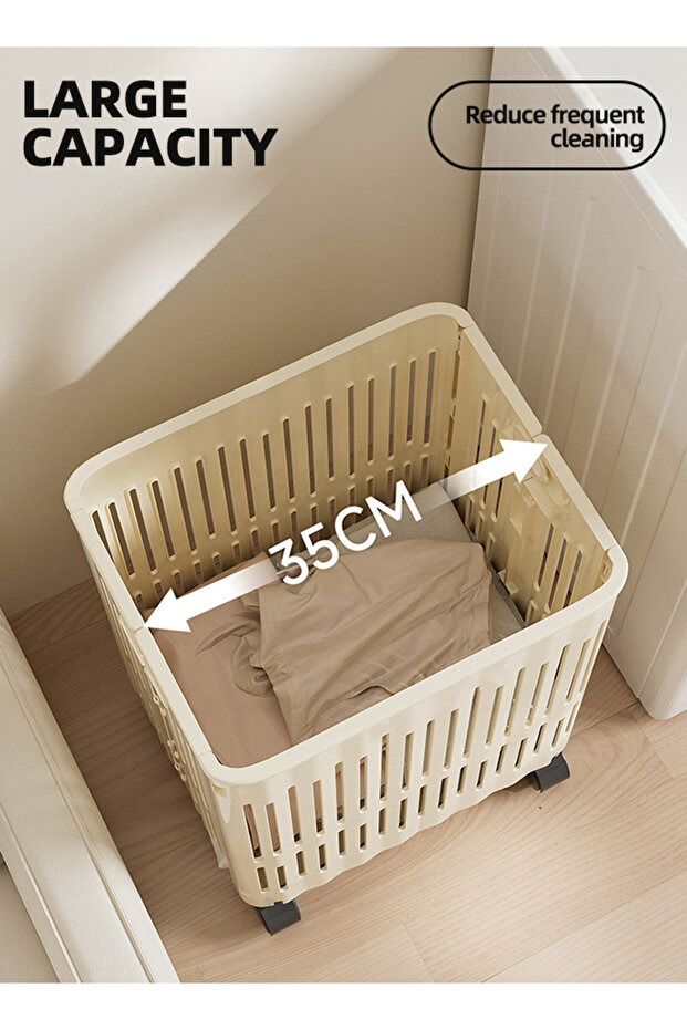 Laundry Baskets Foldable Laundry Hamper with Wheels Collapsible Plastic - 4