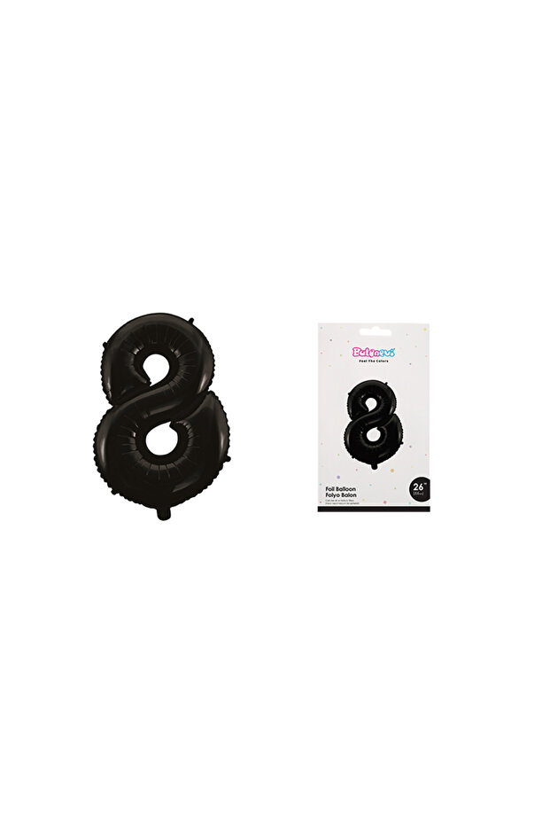 26 Inch Foil Balloon Number 8 Matte Black Balonevi̇
