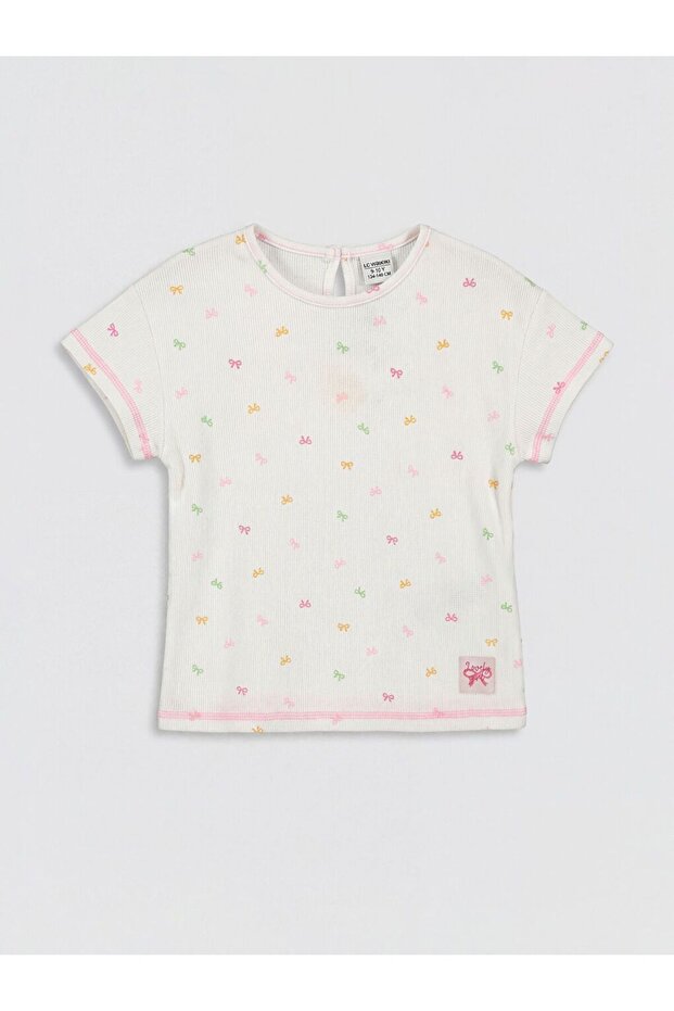 Lcw Kids Crew Neck Printed Girls' T-Shirt