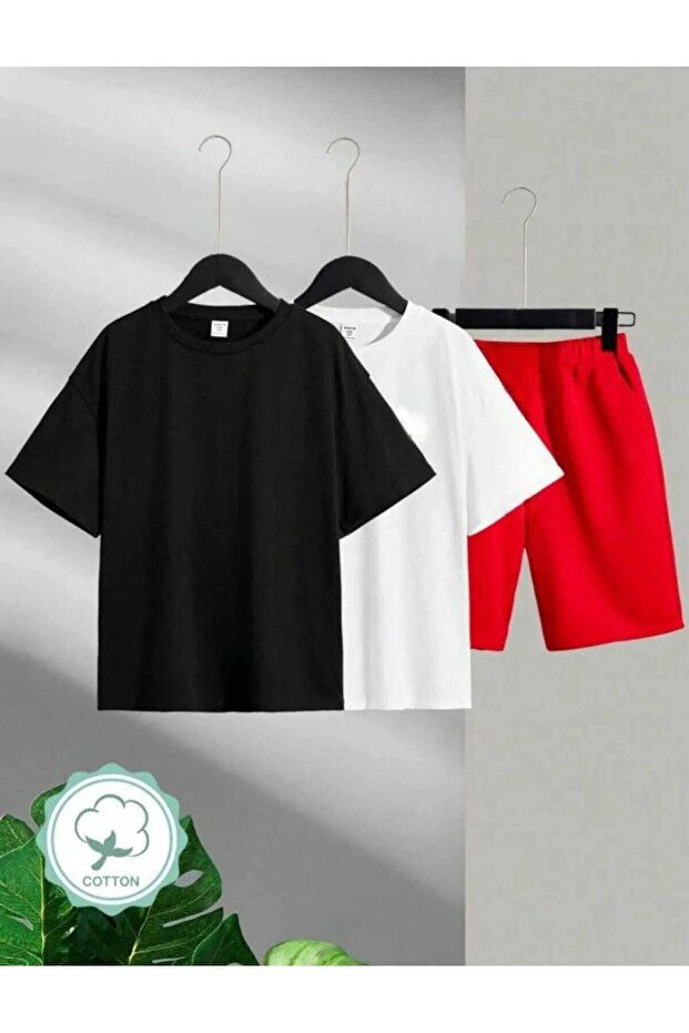 3-Piece Set Girls'/Boys' Tracksuit - T-Shirt & Shorts
